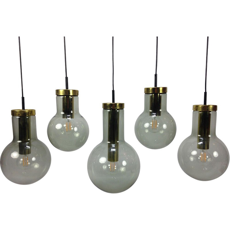 Set of 5 metal pendant lamps by Raak