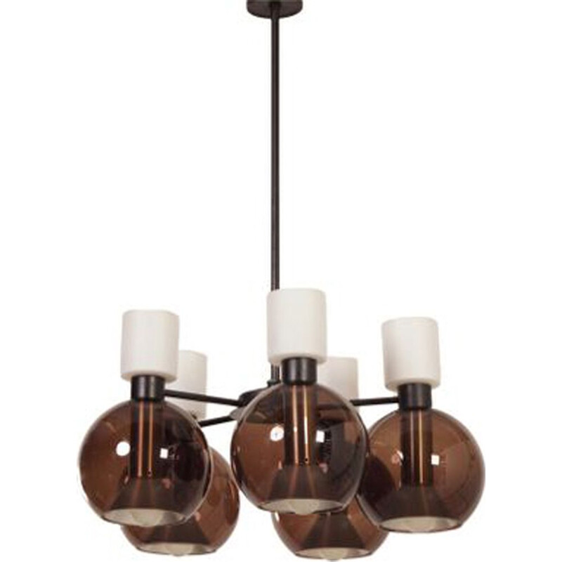 Glass chandelier with 5 globes by Raak