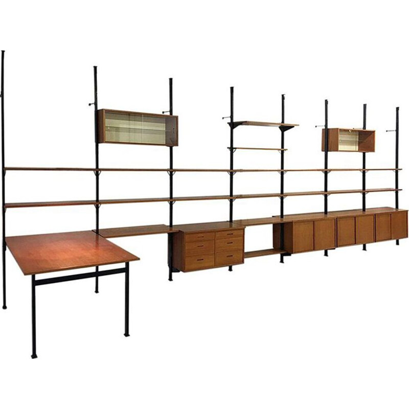 Vintage shelving system in teak by Olaf Pire