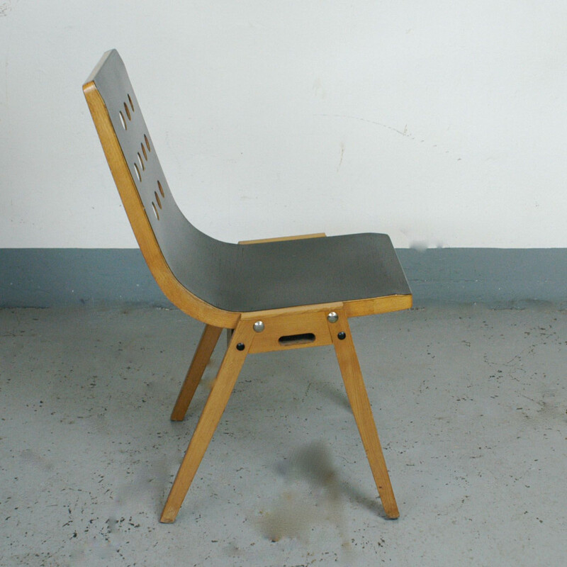 Set of 4 vintage black austrian black stacking chairs for Emil and Alfred Pollak