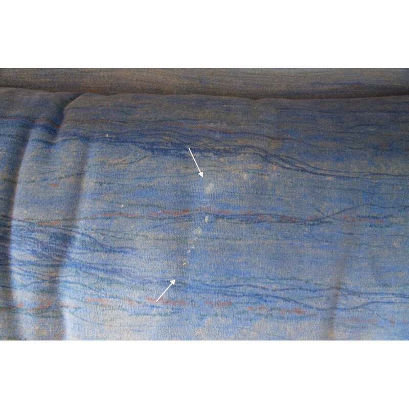 Suite de 5 fauteuils lounge en fibre de verre et tissu bleu, Mario BELLINI - 1960