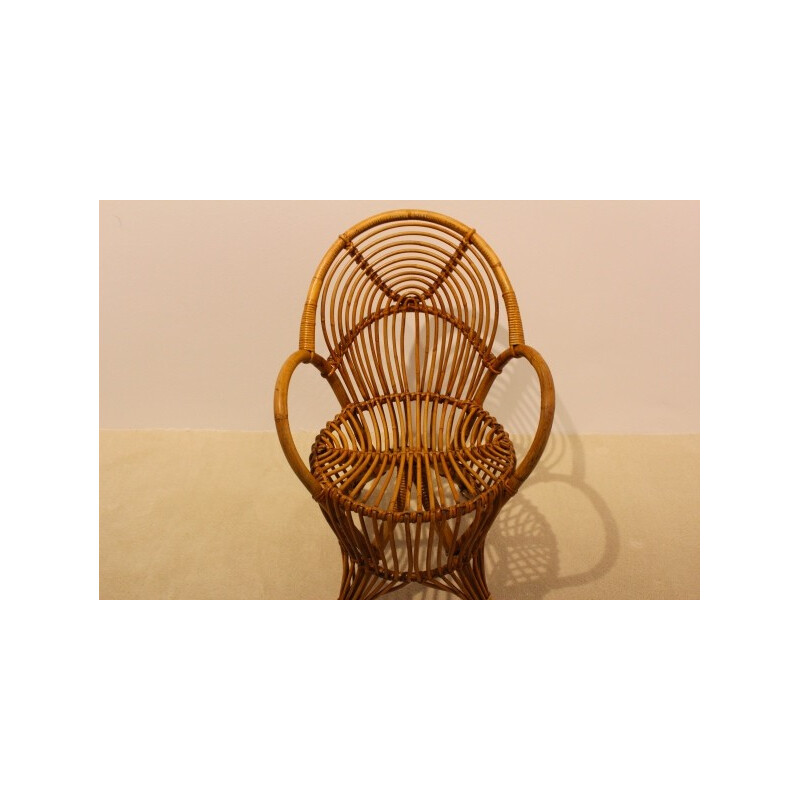 Vintage rattan armchair - 1950s