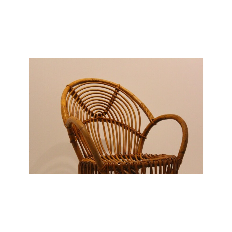 Vintage rattan armchair - 1950s