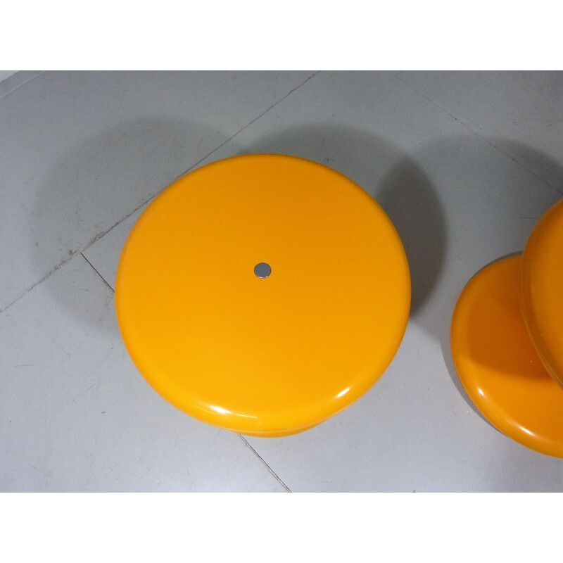 Set of 2 vintage yellow plastic side tables for ABS 1960