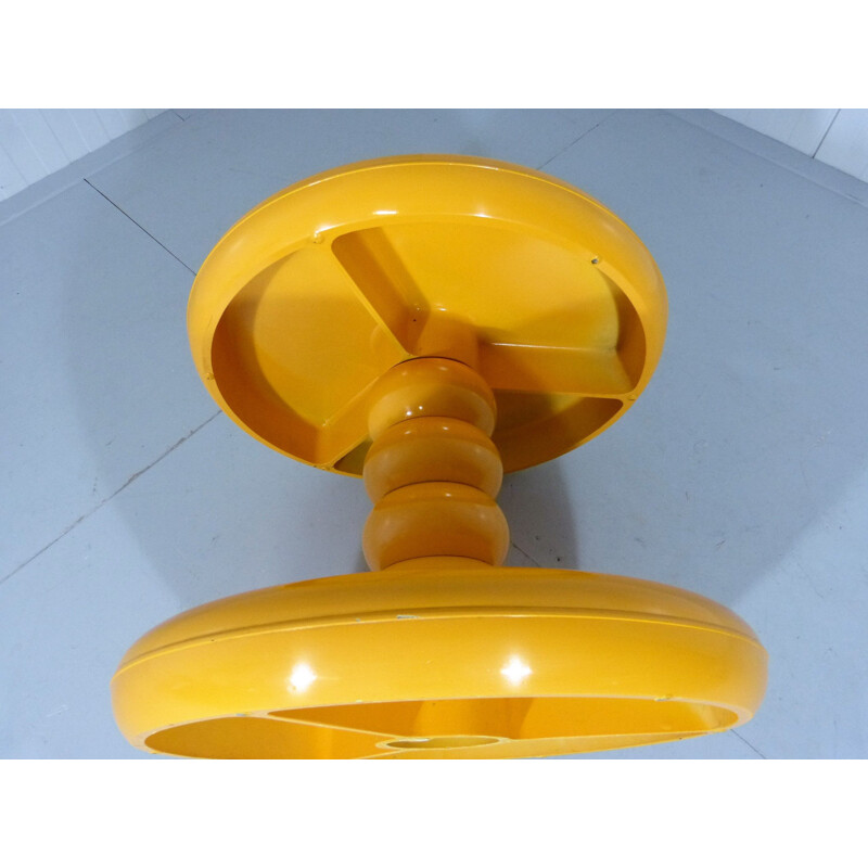 Set of 2 vintage yellow plastic side tables for ABS 1960