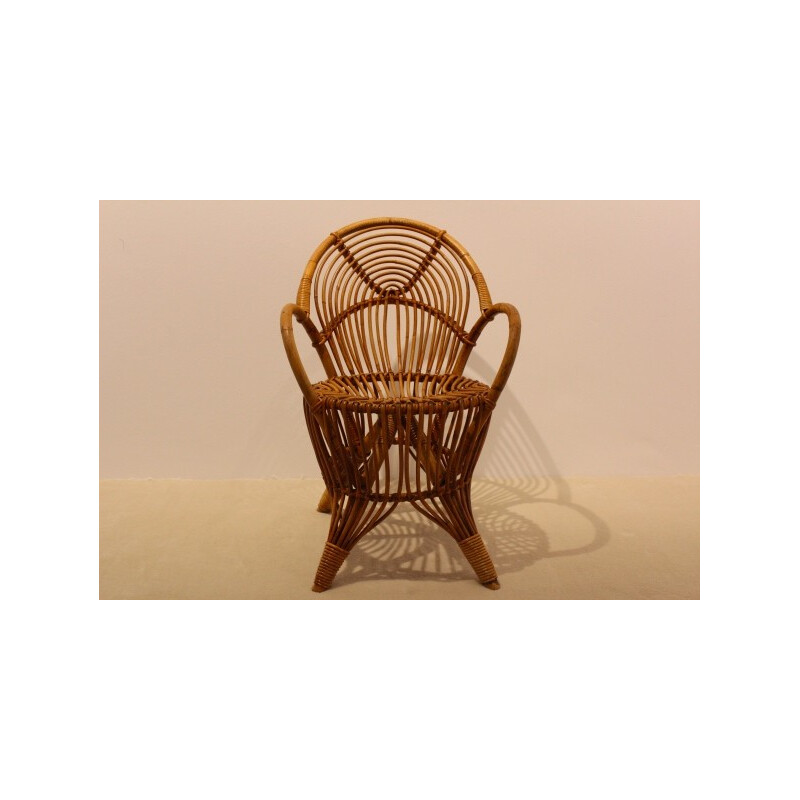 Vintage rattan armchair - 1950s