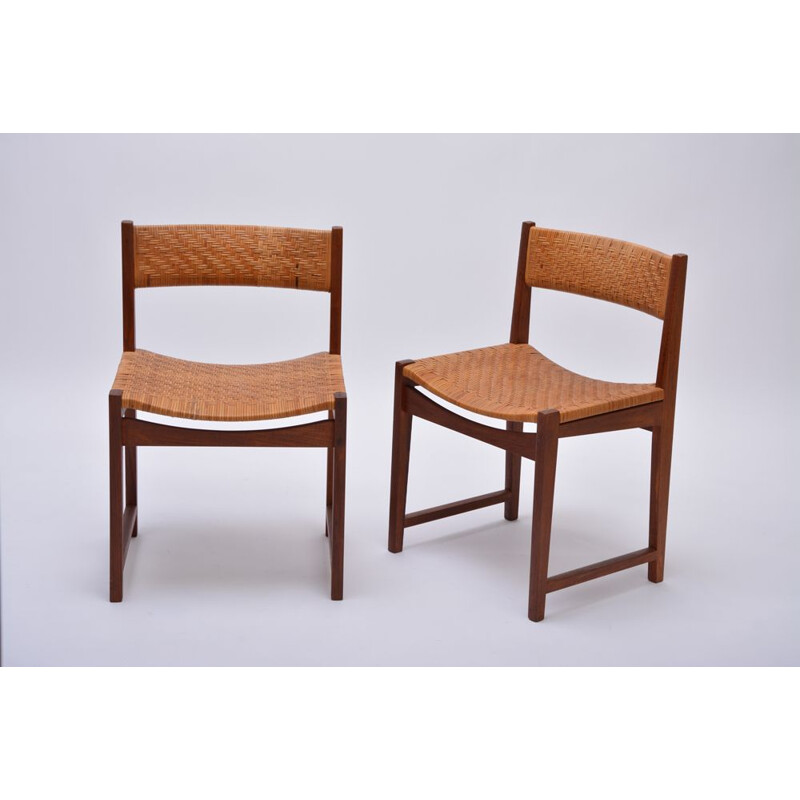 Set of 6 vintage model 350 chairs for Søborg in teak and woven cane