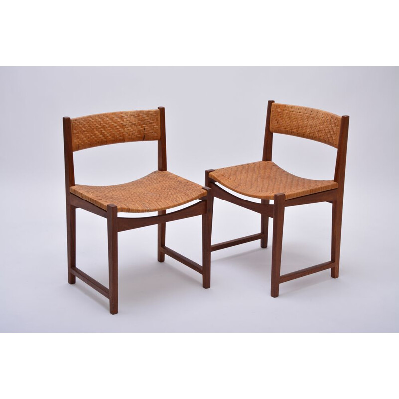 Set of 6 vintage model 350 chairs for Søborg in teak and woven cane