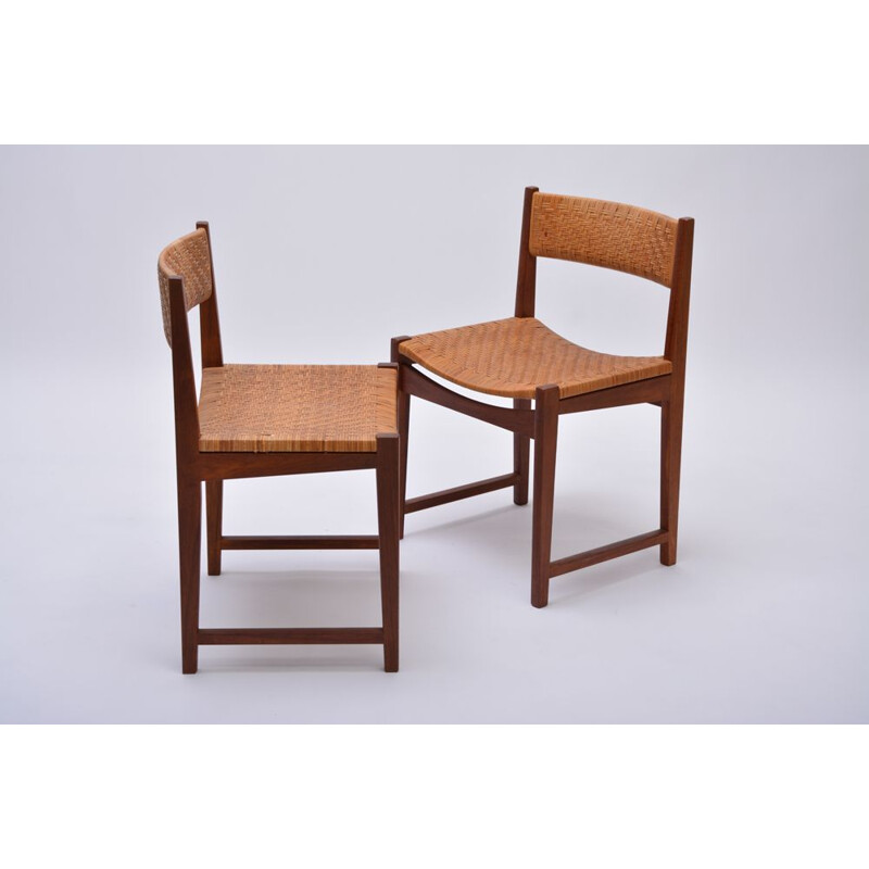 Set of 6 vintage model 350 chairs for Søborg in teak and woven cane