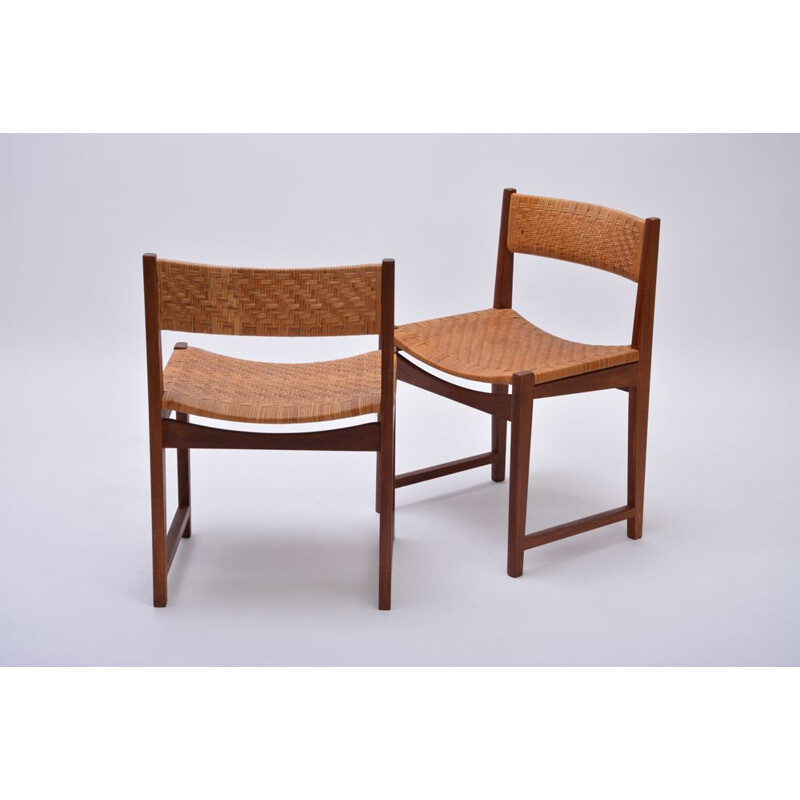 Set of 6 vintage model 350 chairs for Søborg in teak and woven cane