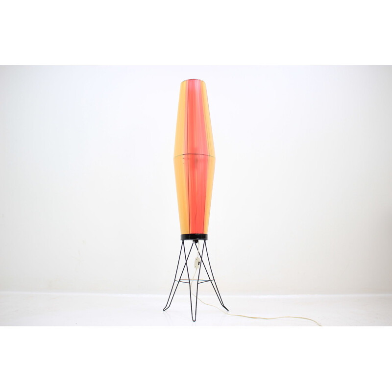 Lámpara cohete vintage de plástico y metal, Checoslovaquia 1970