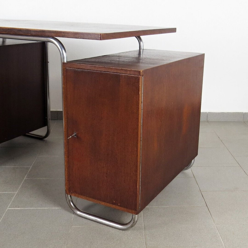 Vintage tubular desk for Mücke Melder in wood and steel