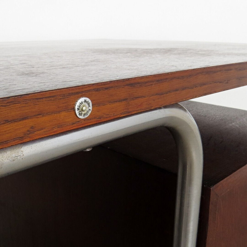 Vintage tubular desk for Mücke Melder in wood and steel