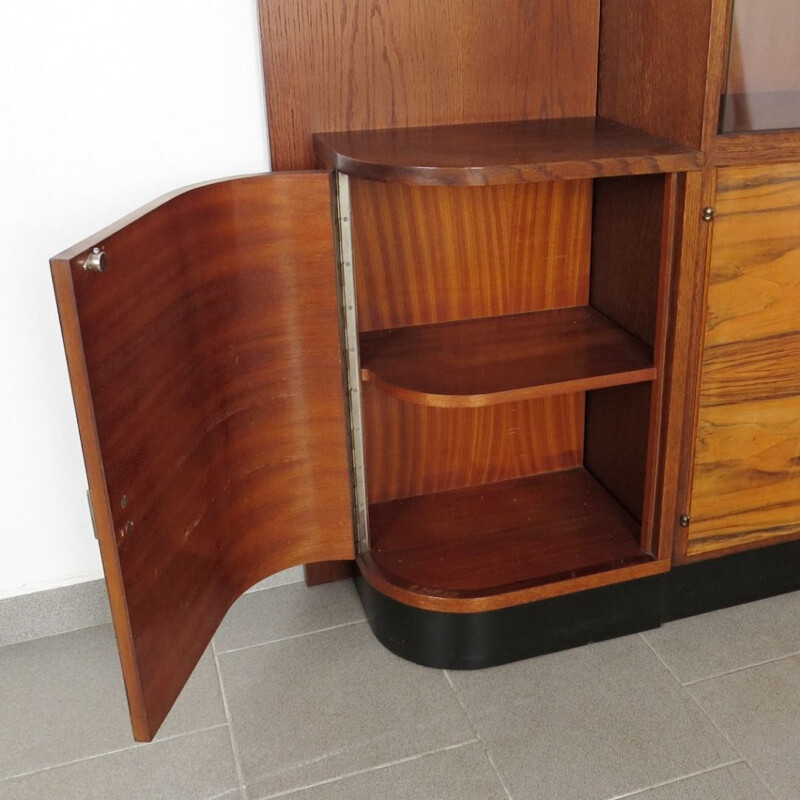 Vintage bookcase for UP Závody in wood and glass 1930