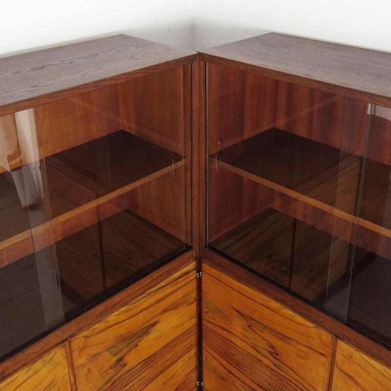 Vintage bookcase for UP Závody in wood and glass 1930