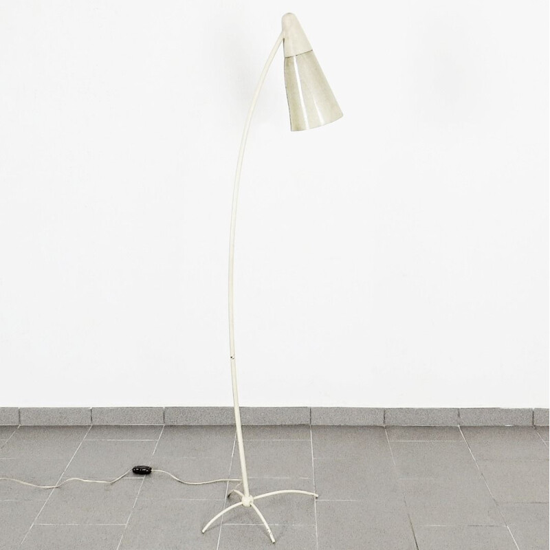 Vintage czechoslovakian floor lamp in white metal 1960