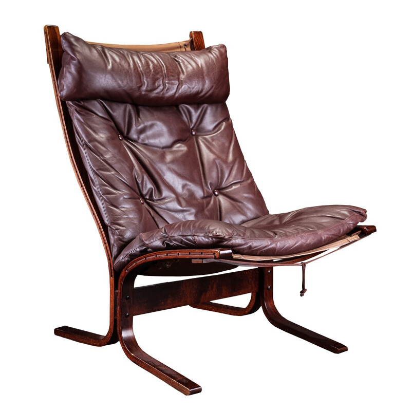 Brown leather highback Siesta armchair, Ingmar Anton RELLING - 1960s