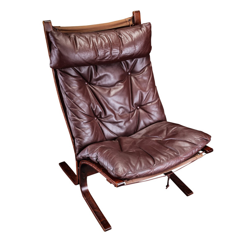 Brown leather highback Siesta armchair, Ingmar Anton RELLING - 1960s
