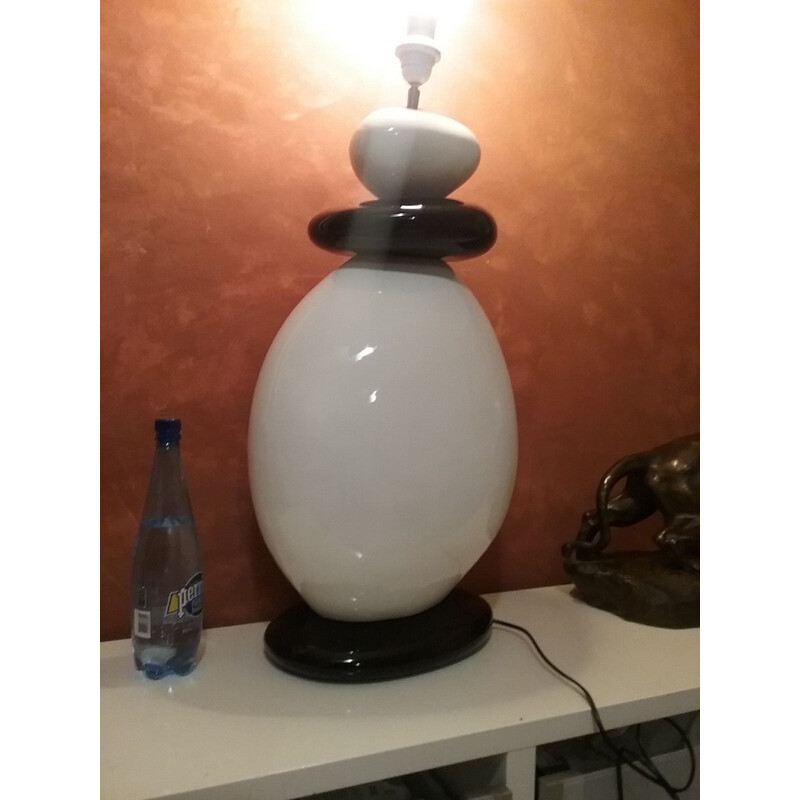 Vintage french large lamp in white ceramic 1990