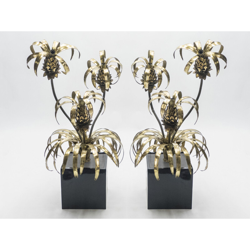 Pair of vintage floorlamps for Maison Jansen in brass 1970