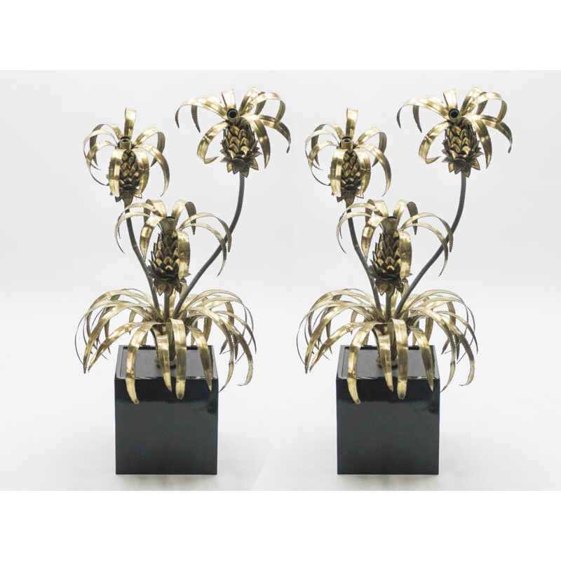 Pair of vintage floorlamps for Maison Jansen in brass 1970