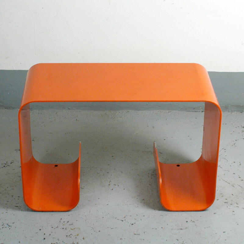 Vintage french side table in orange iron, 1960