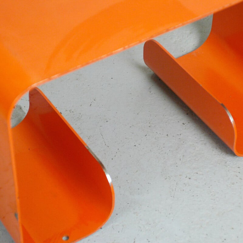 Vintage french side table in orange iron, 1960