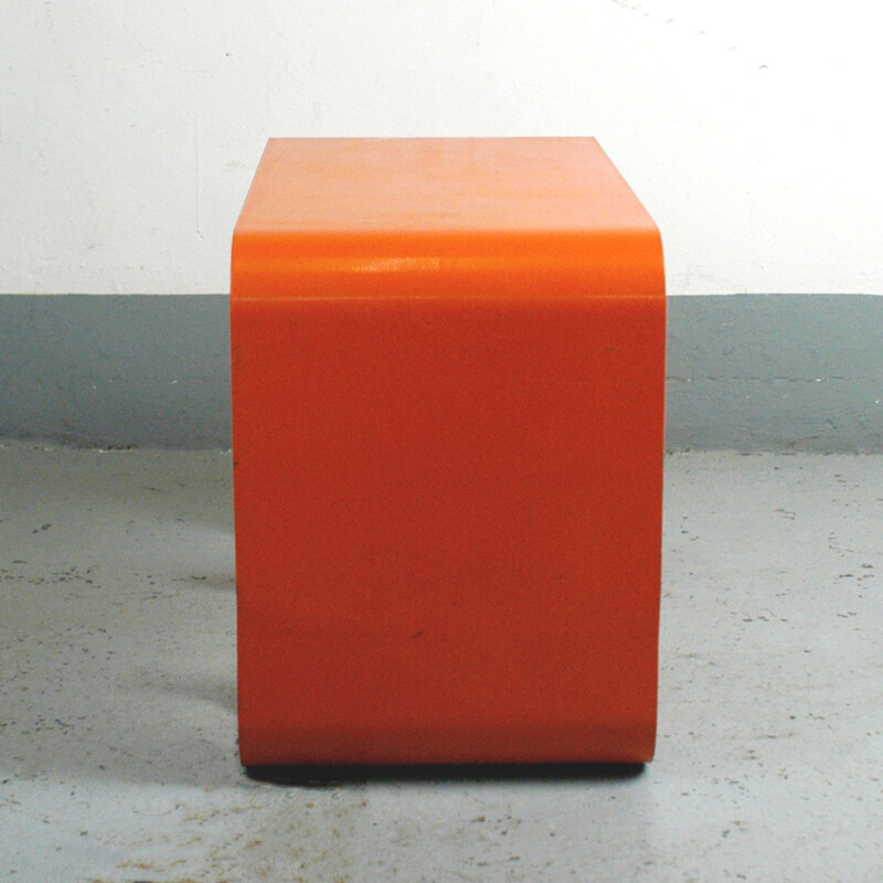Vintage french side table in orange iron, 1960