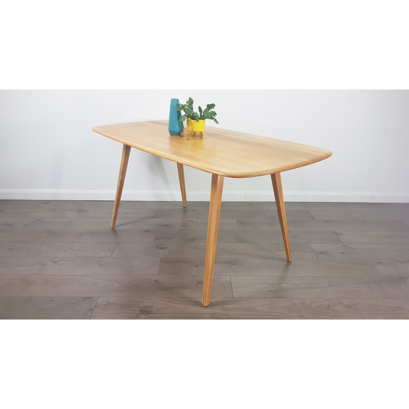 Table vintage Plank pour Ercol en hêtre et orme 1960