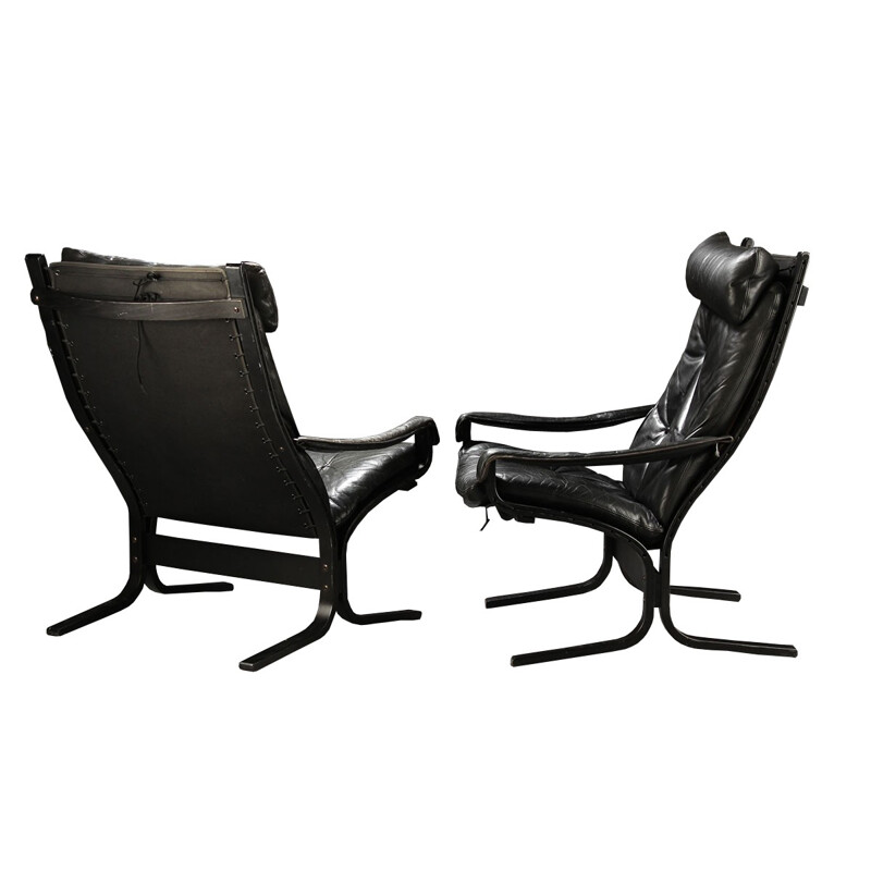 Black leather Siesta lounge set, Ingmar Anton RELLING - 1970s