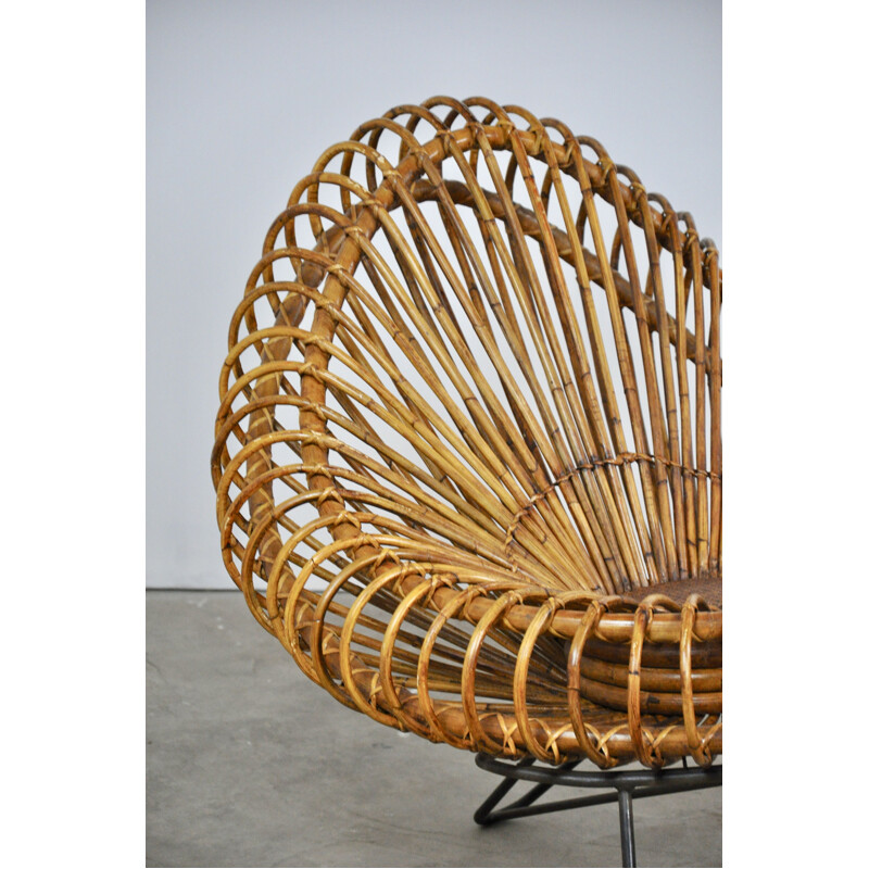 Pair of armchairs in rattan by Jeanine Abraham
