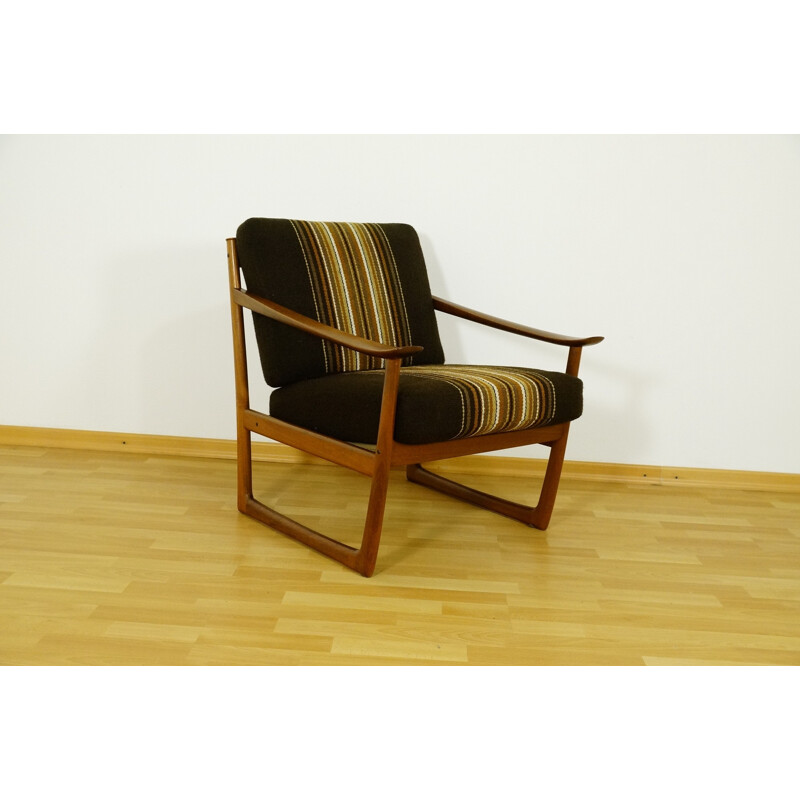  Vintage easychair in teak and fabric, Peter HVIDT & Olga Molgaard NIELSEN - 1960s