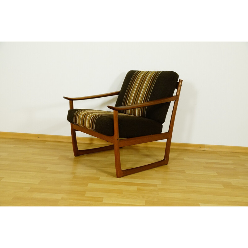  Vintage easychair in teak and fabric, Peter HVIDT & Olga Molgaard NIELSEN - 1960s