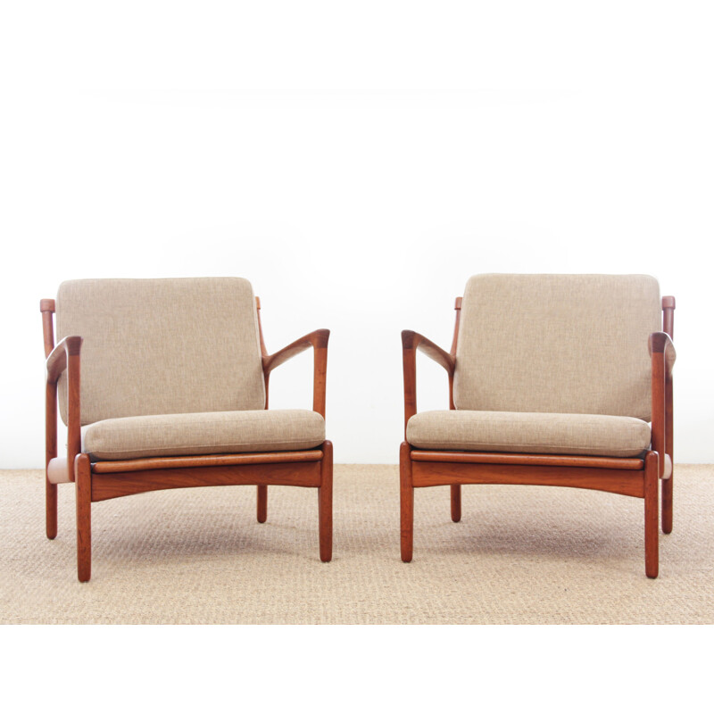 Pair of vintage "Kuba" armchairs in teak