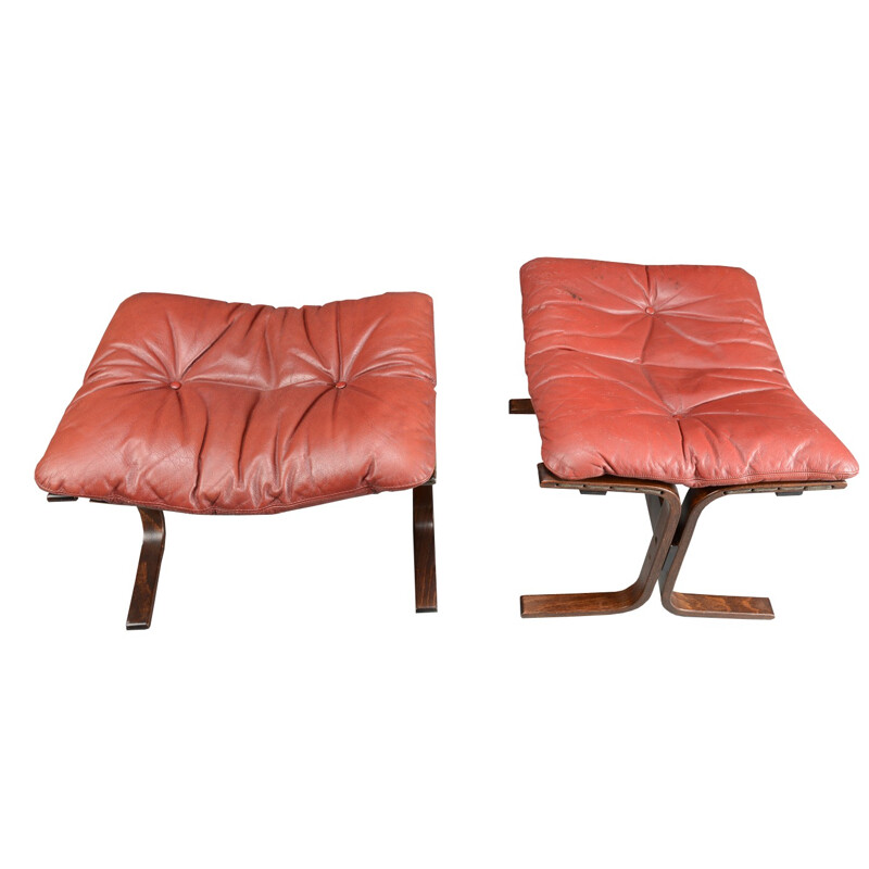 Red leather Siesta lounge set, Ingmar Anton RELLING - 1970s