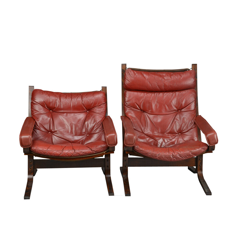 Red leather Siesta lounge set, Ingmar Anton RELLING - 1970s