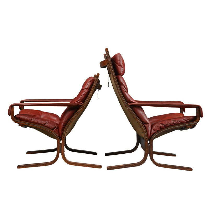 Red leather Siesta lounge set, Ingmar Anton RELLING - 1970s