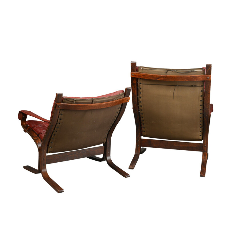 Red leather Siesta lounge set, Ingmar Anton RELLING - 1970s