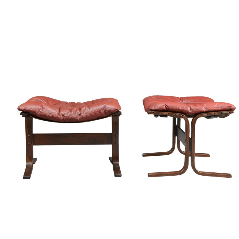 Red leather Siesta lounge set, Ingmar Anton RELLING - 1970s