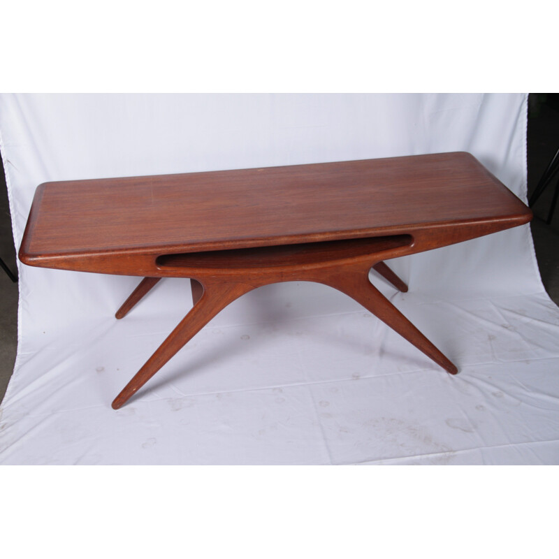 Vintage Smile coffee table by Johannes Andersen in teak 1950