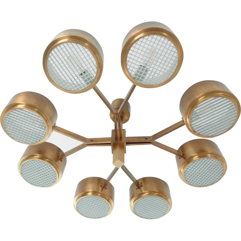 Vintage scandinavian Model 4938 chandelier in brass and plastic