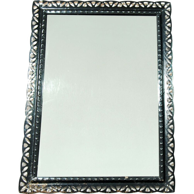 Vintage polish mirror for Spółdzielnia Rzemieślnicza Częstochowa in black metal