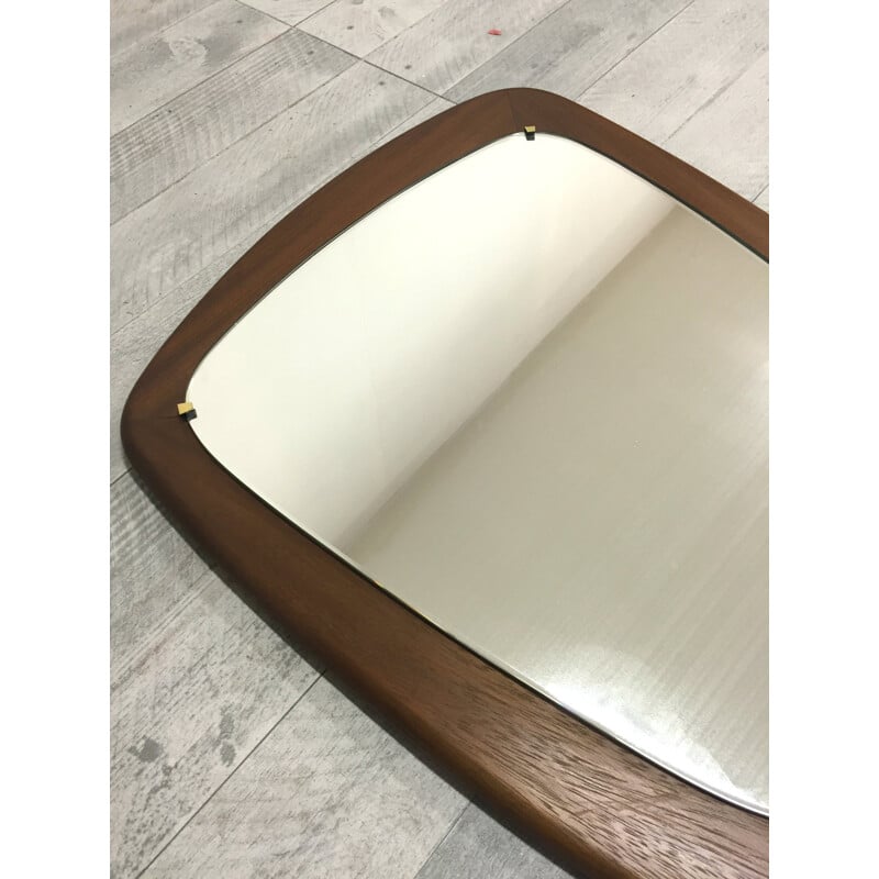 Asymmetric mirror in teak and glass - 1960s