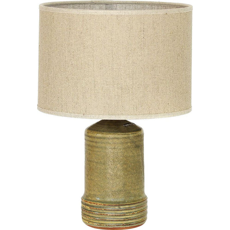Vintage table lamp by Rolf Palm in linen and green ceramic 1960