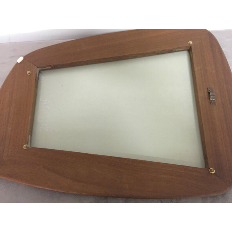 Asymmetric mirror in teak and glass - 1960s