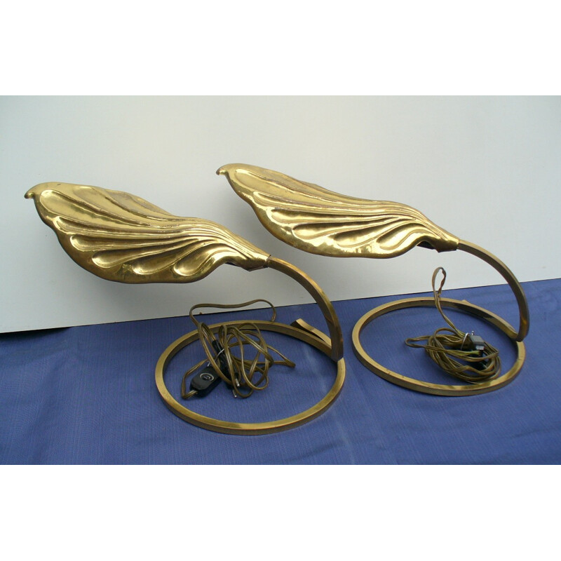 Pair of brass lamps, Tommaso BARBI - 1960s