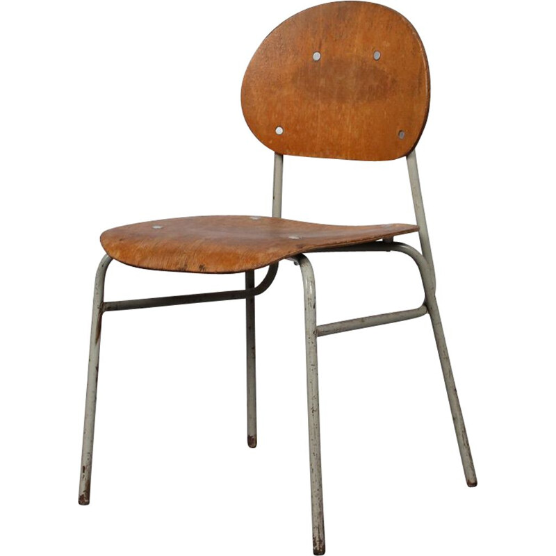 Vintage chair in plywood and metal 1960