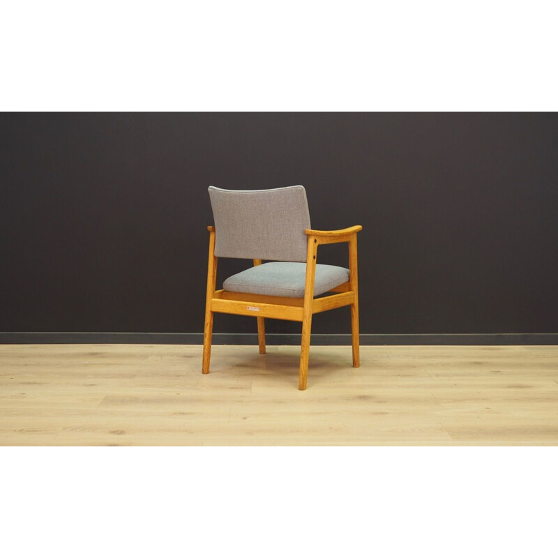 Vintage scandinavian armchair in ashwood and gray fabric 1960