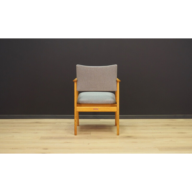 Vintage scandinavian armchair in ashwood and gray fabric 1960