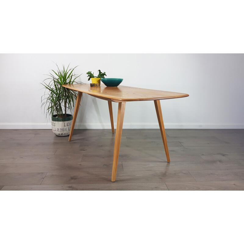 Vintage plank table for Ercol in elm and beechwood 1960